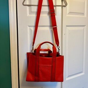Coach Red Leather Crossbody with Canvas Straps